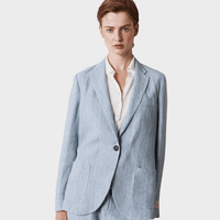 Massimo Alba LINOSA Pinstriped Linen Blazer in Sky at Riada Concept, Woollahra Sydney