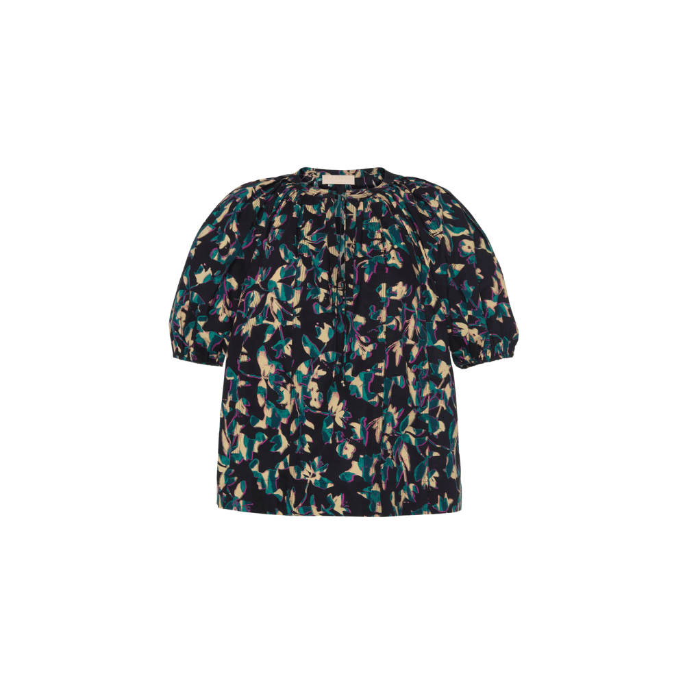 Ulla Johnson Loli Short Sleeve Blouse in Kaleidoscope – luxury cotton floral blouse with puff sleeves, Available instore and online at Riada Concept, Woollahra Sydney’s destination for a curated selection of international luxury brands