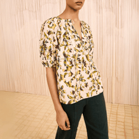 Ulla Johnson Loli Short Sleeve Blouse in Lucent – luxury cotton floral blouse with puff sleeves, Available instore and online at Riada Concept, Woollahra — Sydney’s destination for a curated selection of international luxury brands