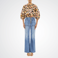 Ulla Johnson Lucie Floral Cotton Bubble Sleeve Top in Night Bloom – International designer fashion boutique Australia Riada Concept Woollahra