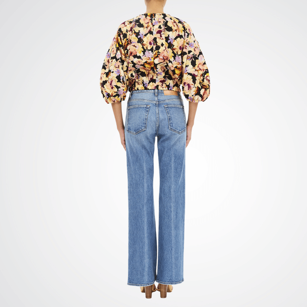 Ulla Johnson Lucie Floral Cotton Bubble Sleeve Top in Night Bloom – International designer fashion boutique Australia Riada Concept Woollahra