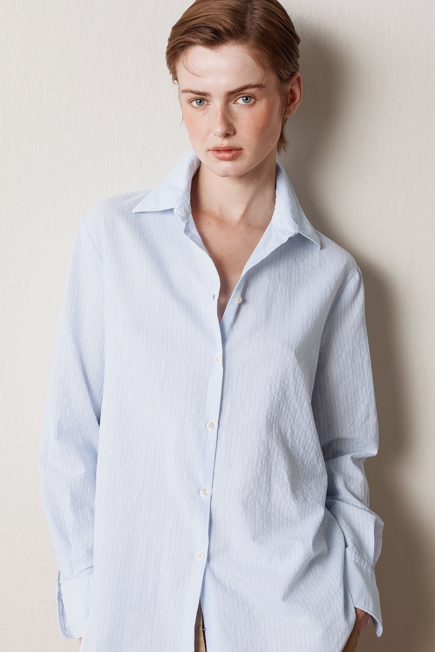 SELMA Jacquard Cotton Shirt in Sky
