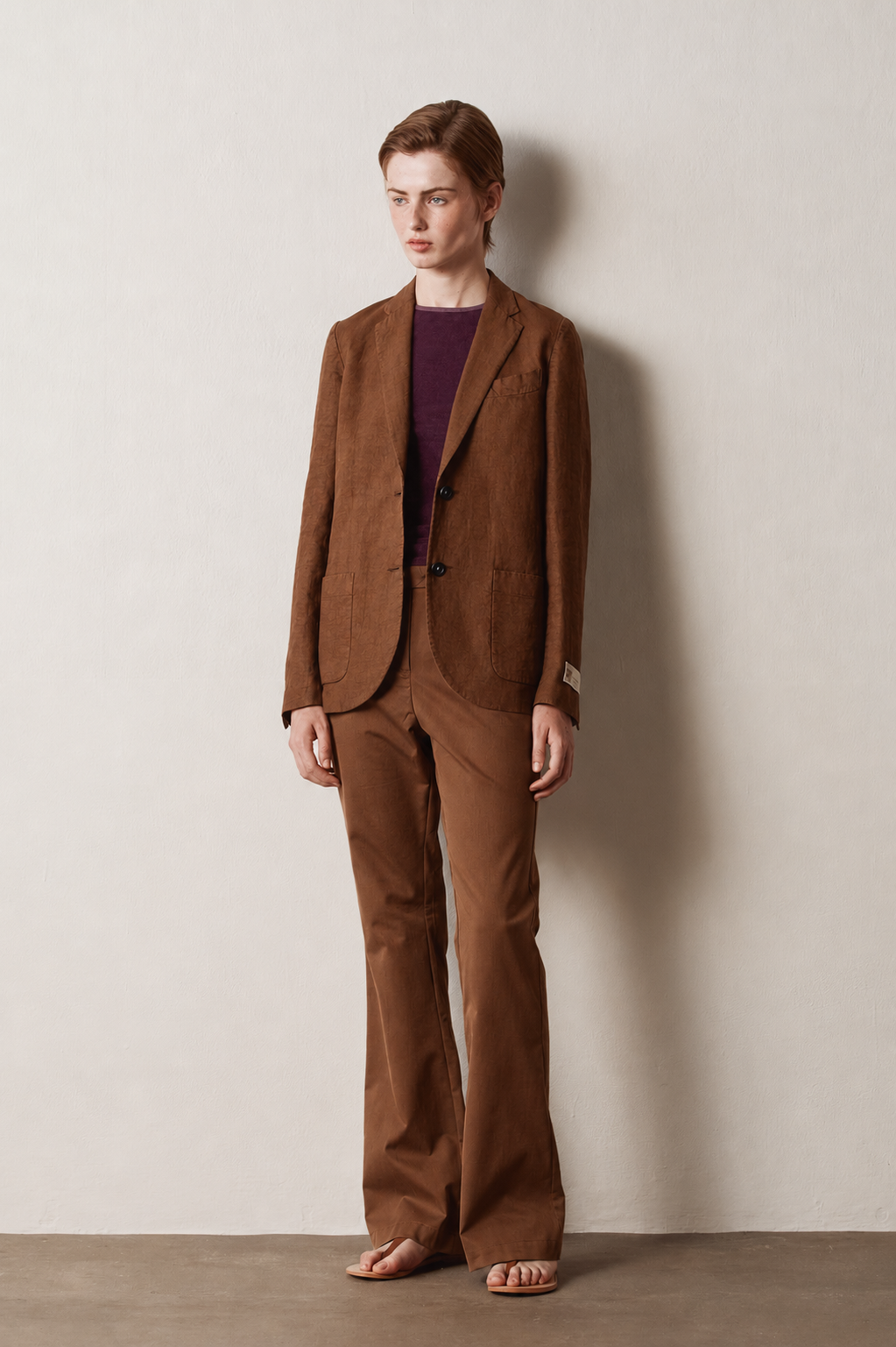 STROMBOLI Heavy Linen Single-Breasted Blazer in Wood