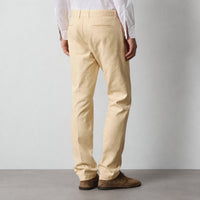 Massimo Alba Winch2 slim-fit trousers in champagne cotton-linen panama with a flat front - back view