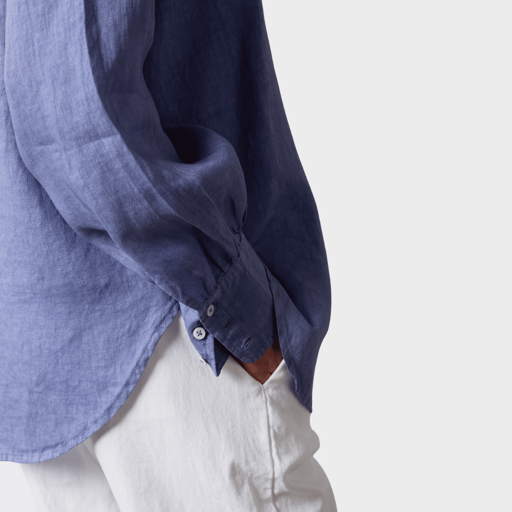 Massimo Alba ANNA Linen Shirt with Puffed Cuffs in Tulip – cuff and linen detail