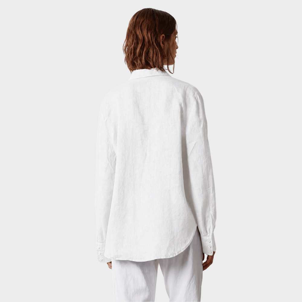 Massimo Alba ANNA Linen Shirt with Puffed Cuffs in White
