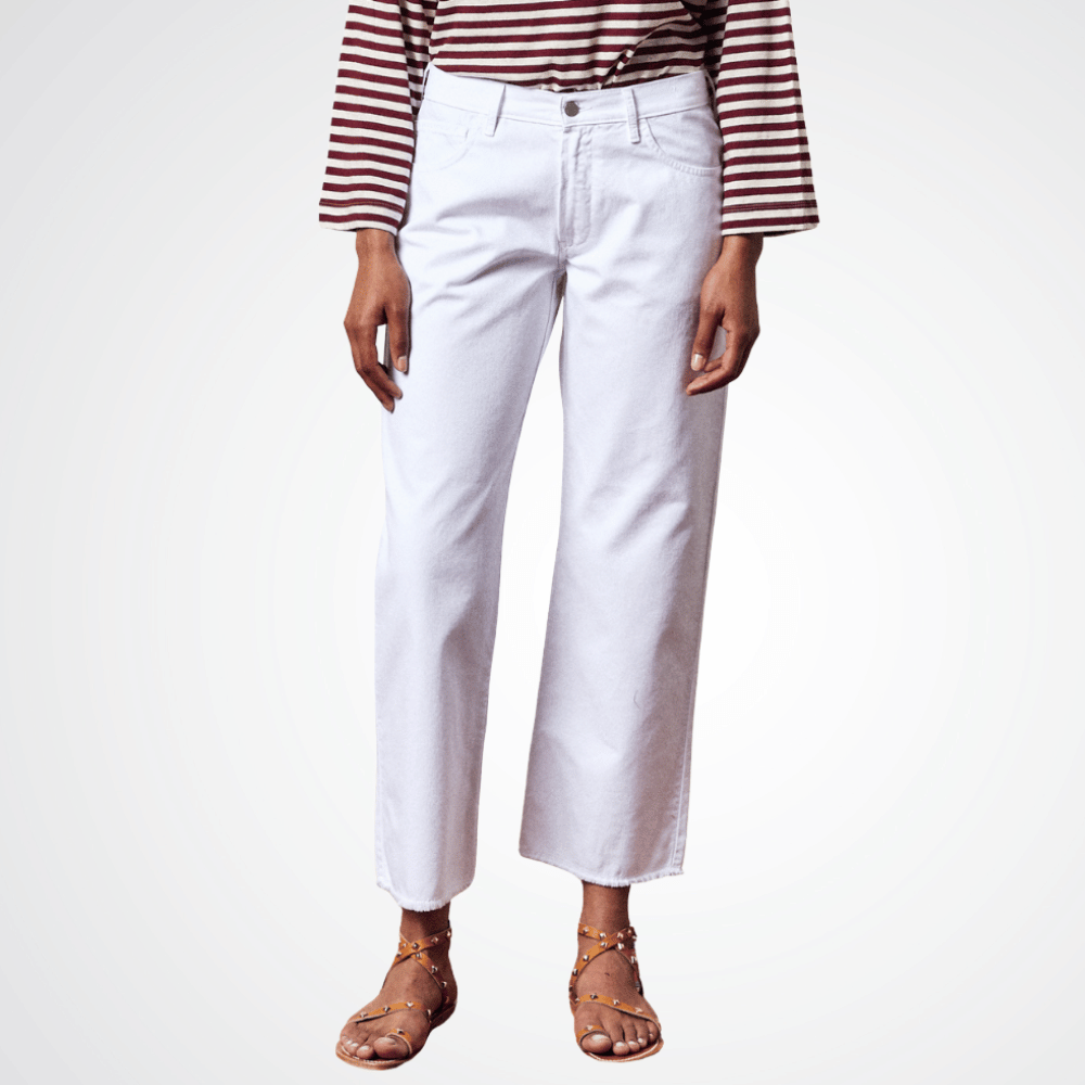 Massimo Alba Woman Alosa-Cut Cotton 5-Pocket Boyfriend Trousers in White MASSIMO ALBA WOMENS Designer fashion shop online and in store High End fashion boutique Sydney Australia Riada Concept