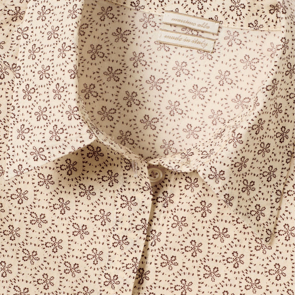 Massimo Alba Anna Printed Cotton Cashmere Shirt in Black Bean – International designer fashion boutique Australia Riada Concept Woollahra