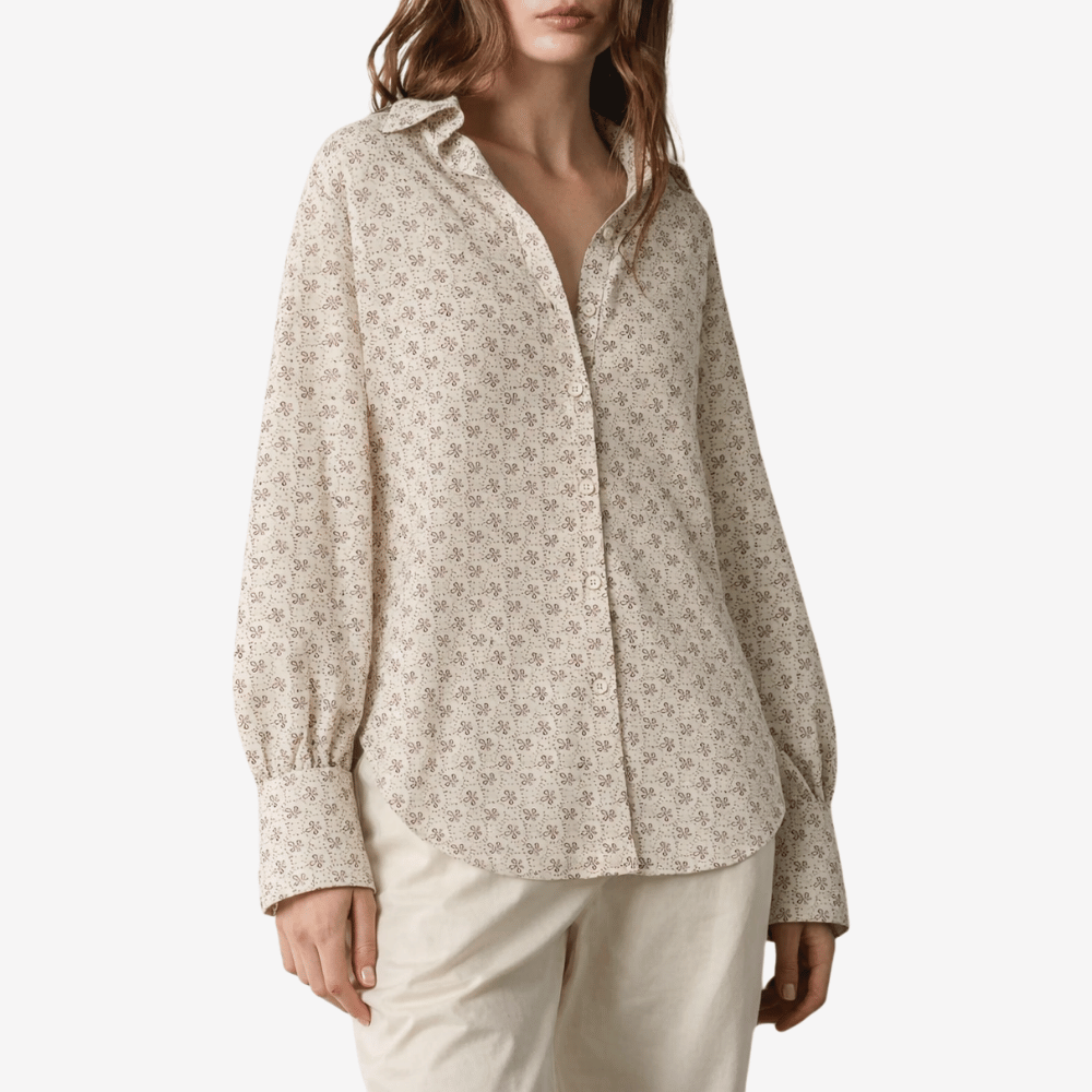 Massimo Alba Anna Printed Cotton Cashmere Shirt in Black Bean – International designer fashion boutique Australia Riada Concept Woollahra