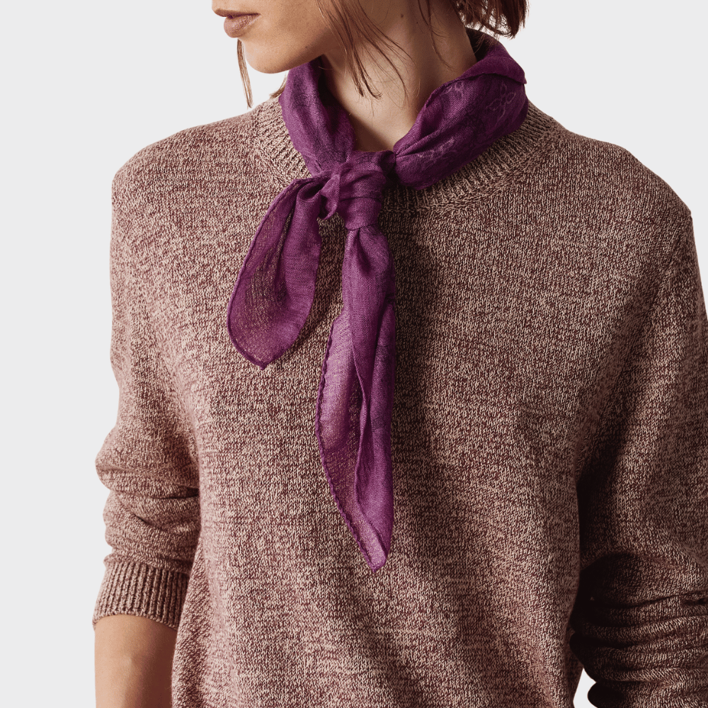 Massimo Alba BANDANA Cashmere Silk Bandana in Fuchsia – 70 x 70 cm ramage print