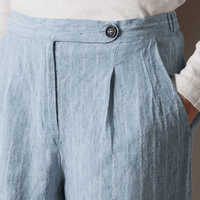 Massimo Alba BOGA Pinstriped Linen Pleat Trousers in Sky at Riada Concept, Woollahra Sydney