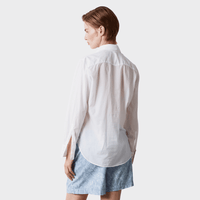 Massimo Alba CHARLIZE Ruffle Trim Cotton Shirt in White - back view