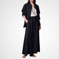 Massimo Alba Woman Cina Single-Breasted Linen Shirt Jacket in Navy Blue MASSIMO ALBA WOMENS Designer fashion shop online and in store High End fashion boutique Sydney Australia Riada Concept