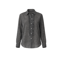 Massimo Alba Gemma Cotton Cashmere Ruffle Shirt in Dark Blue - International designer fashion boutique Australia Riada Concept Woollahra