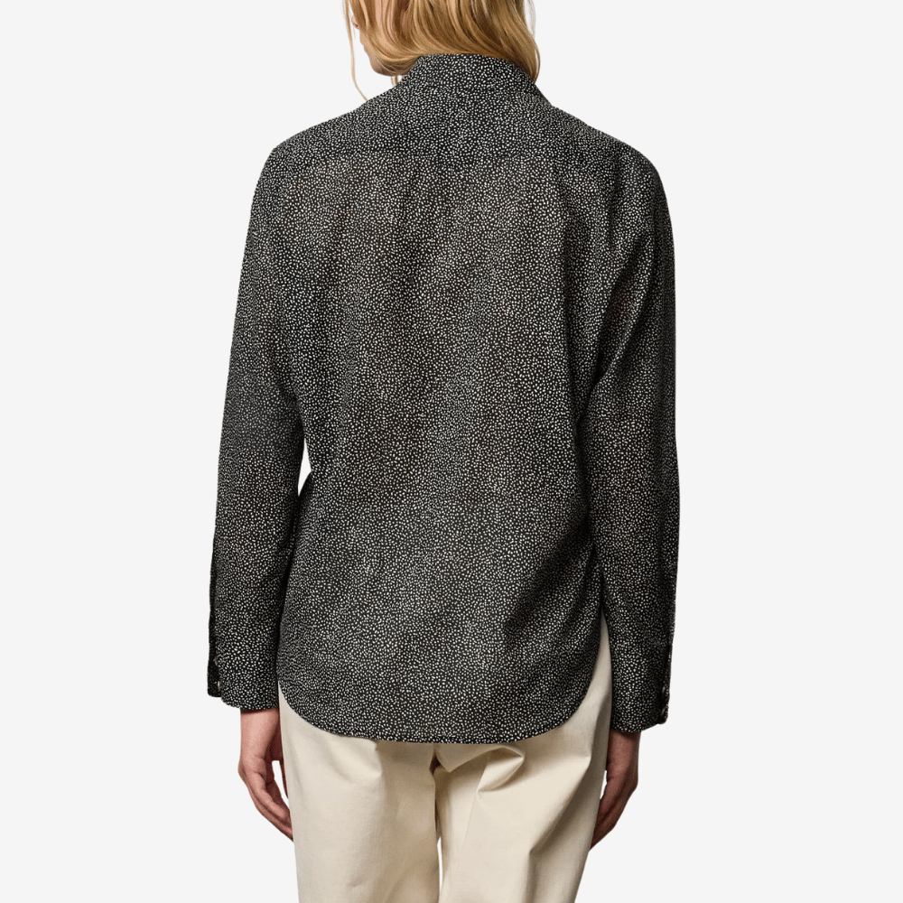 Massimo Alba Gemma Cotton Cashmere Ruffle Shirt in Dark Blue - International designer fashion boutique Australia Riada Concept Woollahra