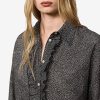 Massimo Alba Gemma Cotton Cashmere Ruffle Shirt in Dark Blue - International designer fashion boutique Australia Riada Concept Woollahra