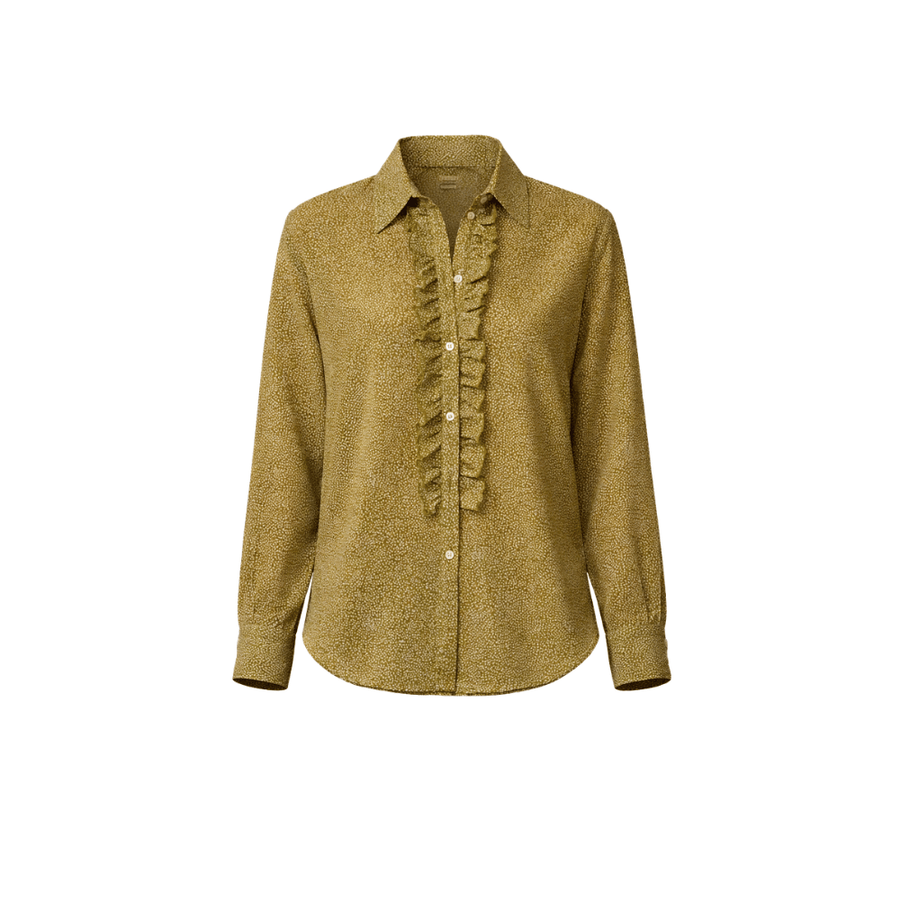 Massimo Alba Gemma Cotton Cashmere Ruffle Shirt in Verde - International designer fashion boutique Australia Riada Concept Woollahra