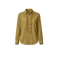 Massimo Alba Gemma Cotton Cashmere Ruffle Shirt in Verde - International designer fashion boutique Australia Riada Concept Woollahra