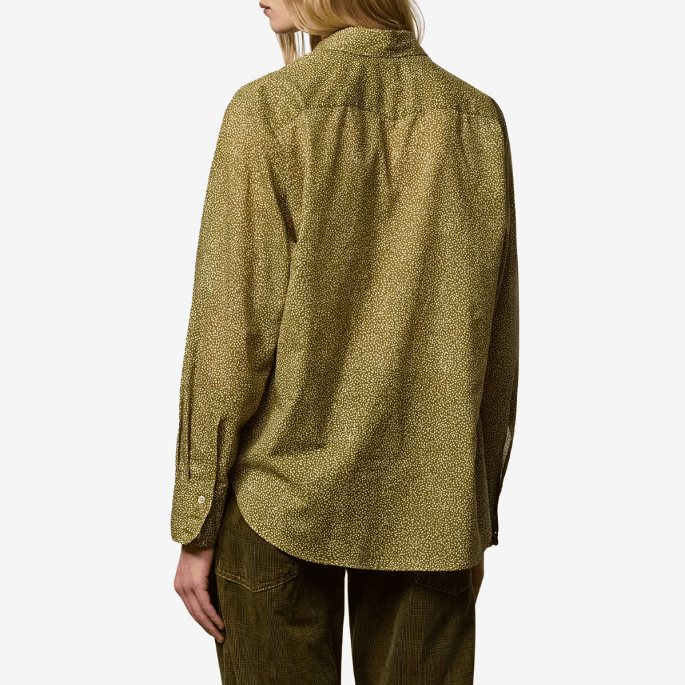 Massimo Alba Gemma Cotton Cashmere Ruffle Shirt in Verde - International designer fashion boutique Australia Riada Concept Woollahra
