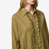 Massimo Alba Gemma Cotton Cashmere Ruffle Shirt in Verde - International designer fashion boutique Australia Riada Concept Woollahra
