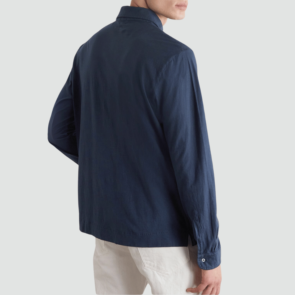 Massimo Alba Menswear Ischia Cotton Jersey Long-Sleeve Polo Shirt in Dark Blue MASSIMO ALBA ITALIAN MENSWEAR shop at Riada Concept Luxury International Designer Boutique in store and online Sydney
