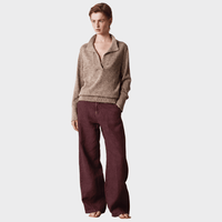 Massimo Alba LOIS Heavy Linen Wide Leg Trousers in Grape - full front view