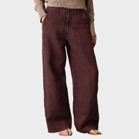 Massimo Alba LOIS Heavy Linen Wide Leg Trousers in Grape - front view
