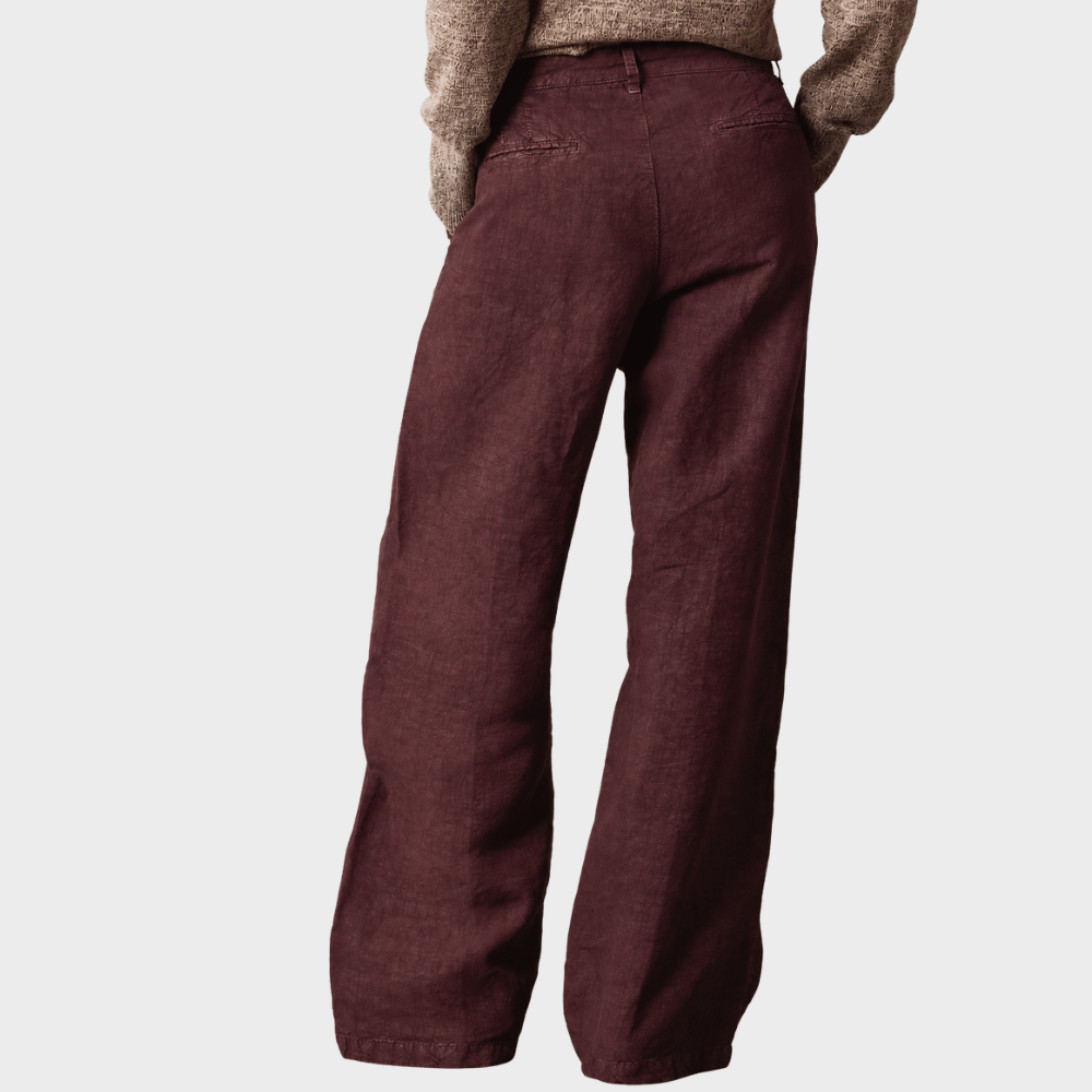 Massimo Alba LOIS Heavy Linen Wide Leg Trousers in Grape - front view