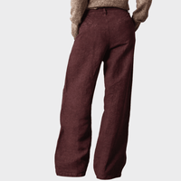 Massimo Alba LOIS Heavy Linen Wide Leg Trousers in Grape - front view
