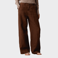 Massimo Alba LOIS Heavy Linen Wide Leg Trousers in Wood – front view