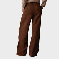 Massimo Alba LOIS Heavy Linen Wide Leg Trousers in Wood – back view
