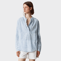 Massimo Alba PAMELA Broderie Anglaise Cotton Blouse in Sky shop at Riada Concept Woollahra Sydney