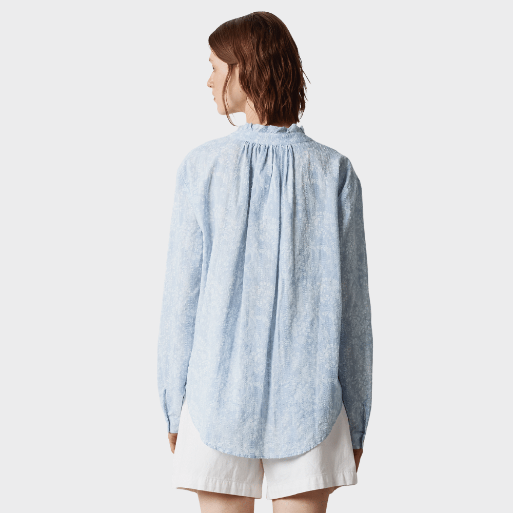 Massimo Alba PAMELA Broderie Anglaise Cotton Blouse in Sky shop at Riada Concept Woollahra Sydney