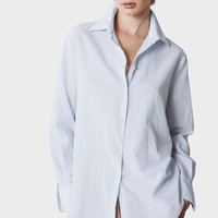 Massimo Alba SELMA Jacquard Cotton Shirt in Sky – front detail