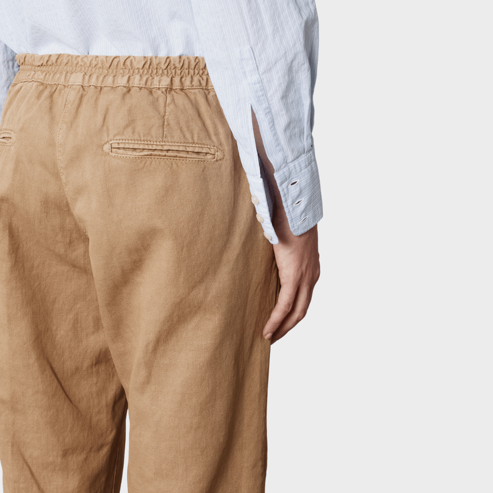 Massimo Alba SPARUS Cotton Linen Ankle Length Trousers in Camel