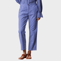 Massimo Alba SPARUS Cotton Linen Ankle Length Trousers in Tulip – full-length front view