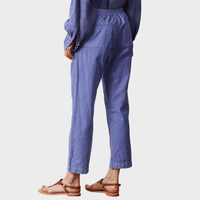 Massimo Alba SPARUS Cotton Linen Ankle Length Trousers in Tulip – full-length back view