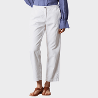 Massimo Alba SPARUS Cotton Linen Ankle Length Trousers in White - front view