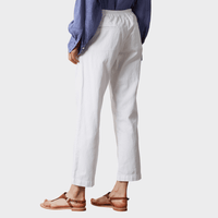 Massimo Alba SPARUS Cotton Linen Ankle Length Trousers in White - back view