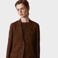 Massimo Alba STROMBOLI Heavy Linen Blazer in Wood – front view close up