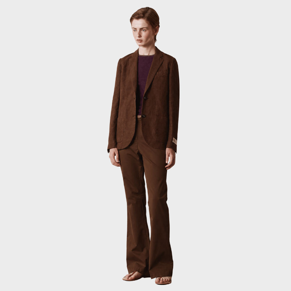 Massimo Alba STROMBOLI Heavy Linen Blazer in Wood – front full view