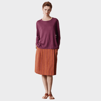 Massimo Alba TENERIFE Linen Cotton Jersey Long Sleeve T-Shirt in Grape - full front view