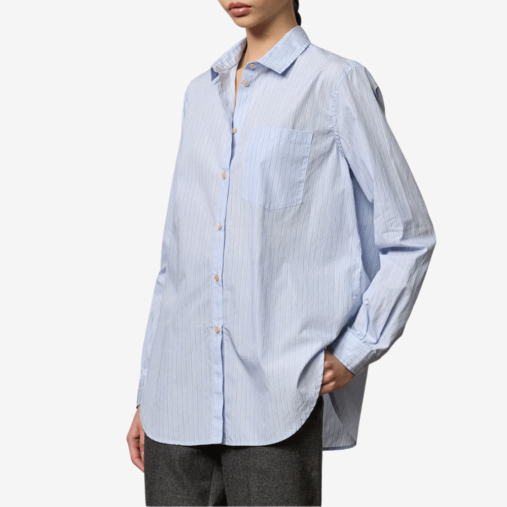 Uma Striped Cotton Poplin Shirt in Azzurro - International designer fashion boutique Australia Riada Concept Woollahra