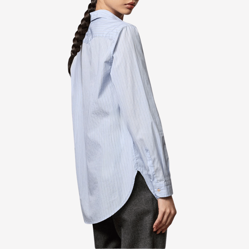 Uma Striped Cotton Poplin Shirt in Azzurro - International designer fashion boutique Australia Riada Concept Woollahra