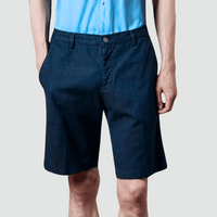 Massimo Alba Menswear Vela Cotton-Linen Panama Bermuda Shorts in Blue MASSIMO ALBA ITALIAN MENSWEAR shop at Riada Concept Luxury International Designer Boutique in store and online Sydney