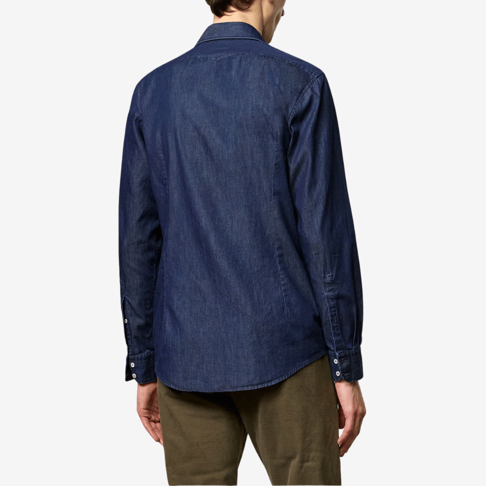 Massimo Alba Canary Cotton Denim Shirt in Blu – International designer menswear fashion boutique Australia Riada Concept Woollahra