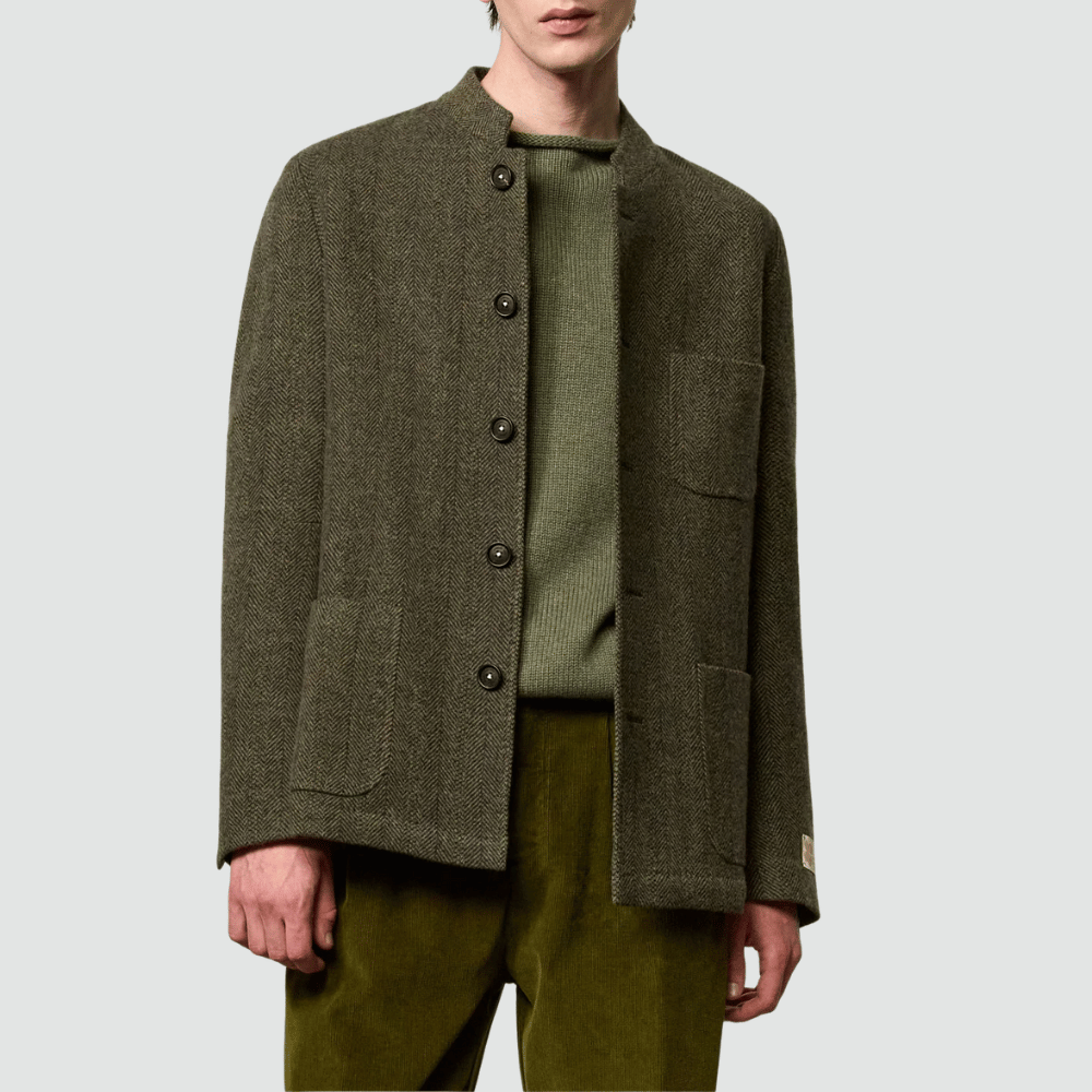 Massimo Alba Bali Virgin Wool Guru Collar Jacket in Oil MASSIMO ALBA ITALIAN MENSWEAR shop at Riada Concept Luxury International Designer Boutique in store and online Sydney