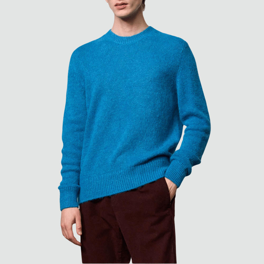Bruce Baby Alpaca Sweater in Turquoise – International designer fashion boutique Australia Riada Concept Woollahra Mens fashion