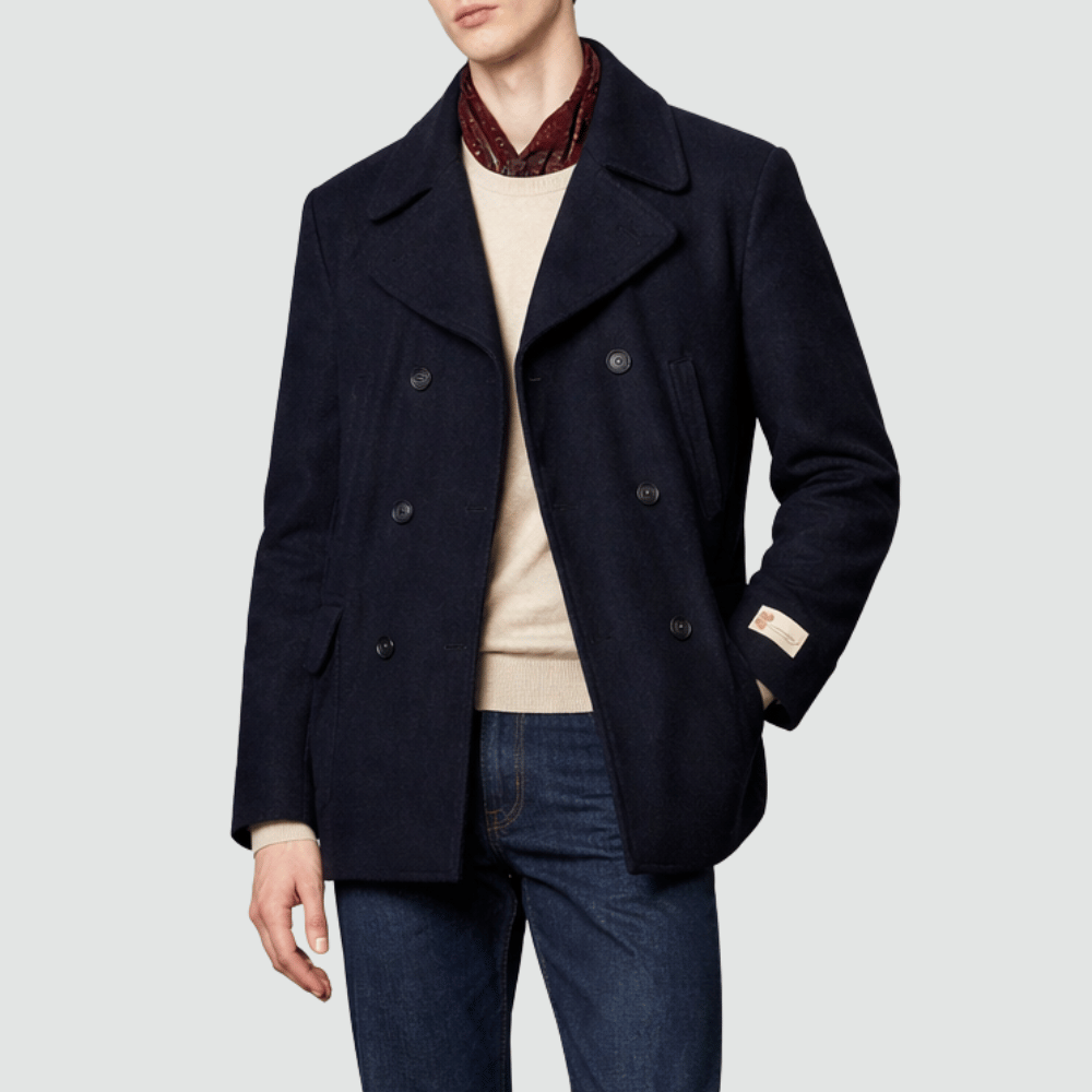 Massimo Alba Lucio Cotton Moleskin Peacoat Jacket in Dark Blue MASSIMO ALBA ITALIAN MENSWEAR shop at Riada Concept Luxury International Designer Boutique in store and online Sydney