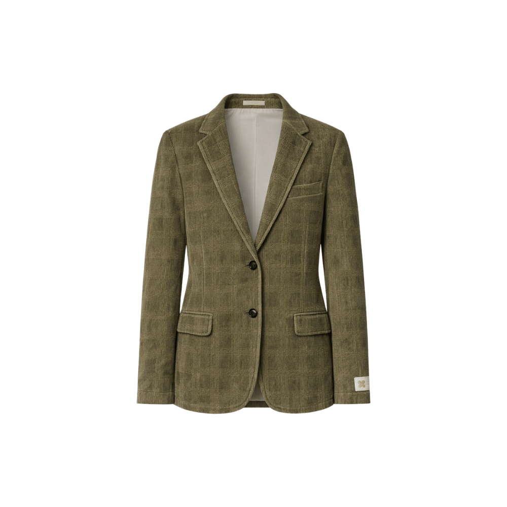 Massimo Alba Tolosa Prince of Wales Velvet Blazer in The Verde - International designer fashion boutique Australia Riada Concept Woollahra